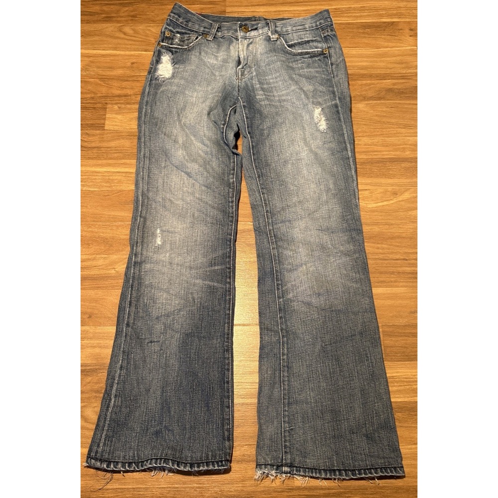 7 For All Mankind Flare Jeans Blue Distressed Frayed Hem 29 U076162U-162U